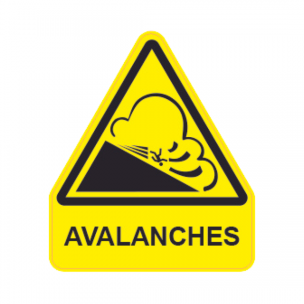 Panneau Triangle Sticker Danger Texte "Avalanches" TRI-STI166-TX